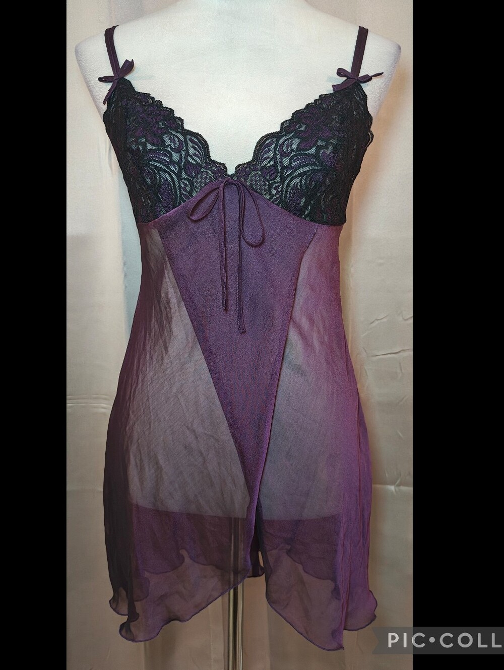 🔮Vintage Frederick's of Hollywood Sheer Purple Babydoll Lingerie Slip Dress🔮